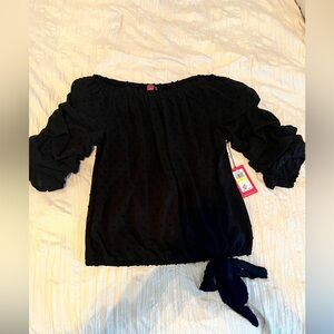 Vince Camuto Black Textured Off-Shoulder Blouse